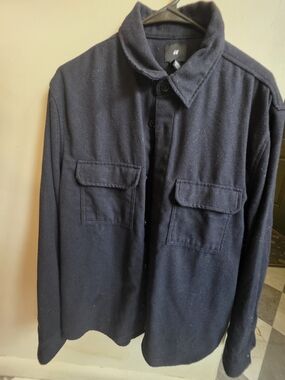 H&M Men's Dark Navy Military-Style Field Jacket